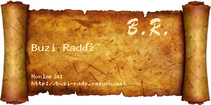 Buzi Radó névjegykártya